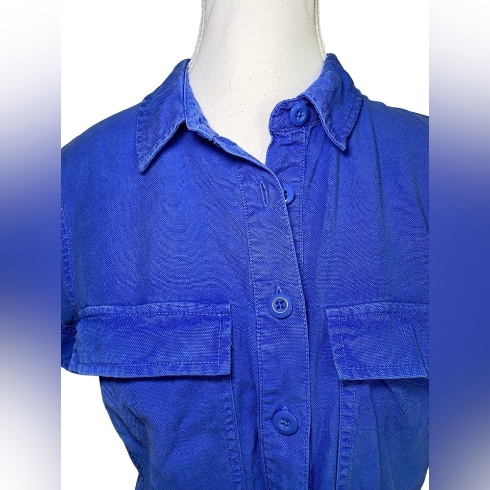 J. Crew Drapey Oxford Safari Dress, Blue - Picture 3 of 16